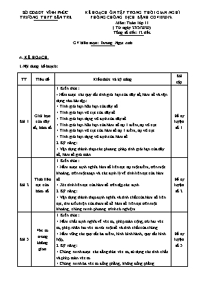 Kế hoạch ôn tập trong thời gian nghỉ phòng chống dịch bệnh Covid-2019 môn Toán Lớp 11 - Năm học 2019-2020 - Dương Ngọc Anh